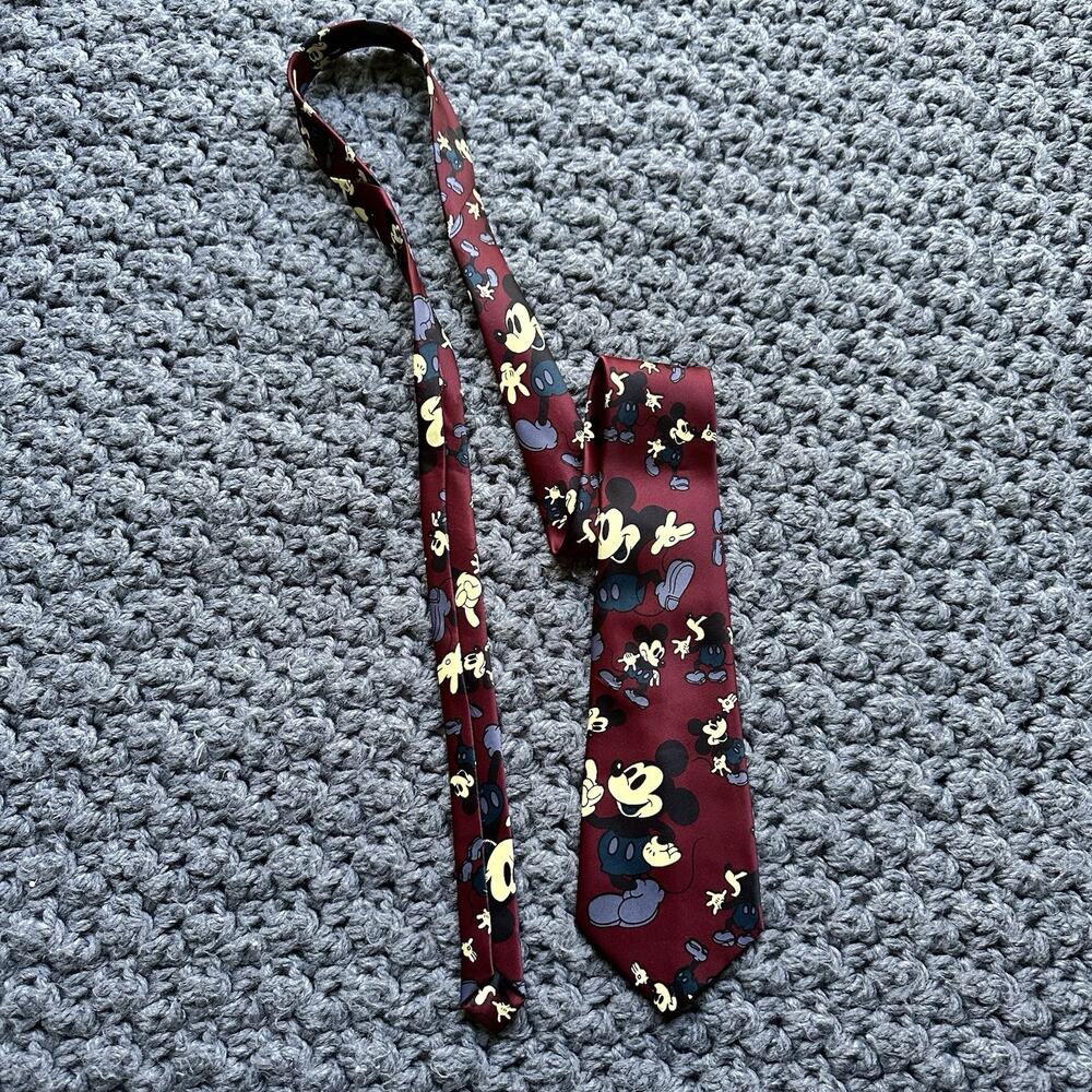 Mercedes VTG Silk Mickey Mouse Printed Men Neck Tie Handmade